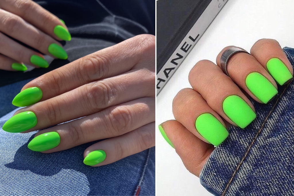 modele unghii verde neon