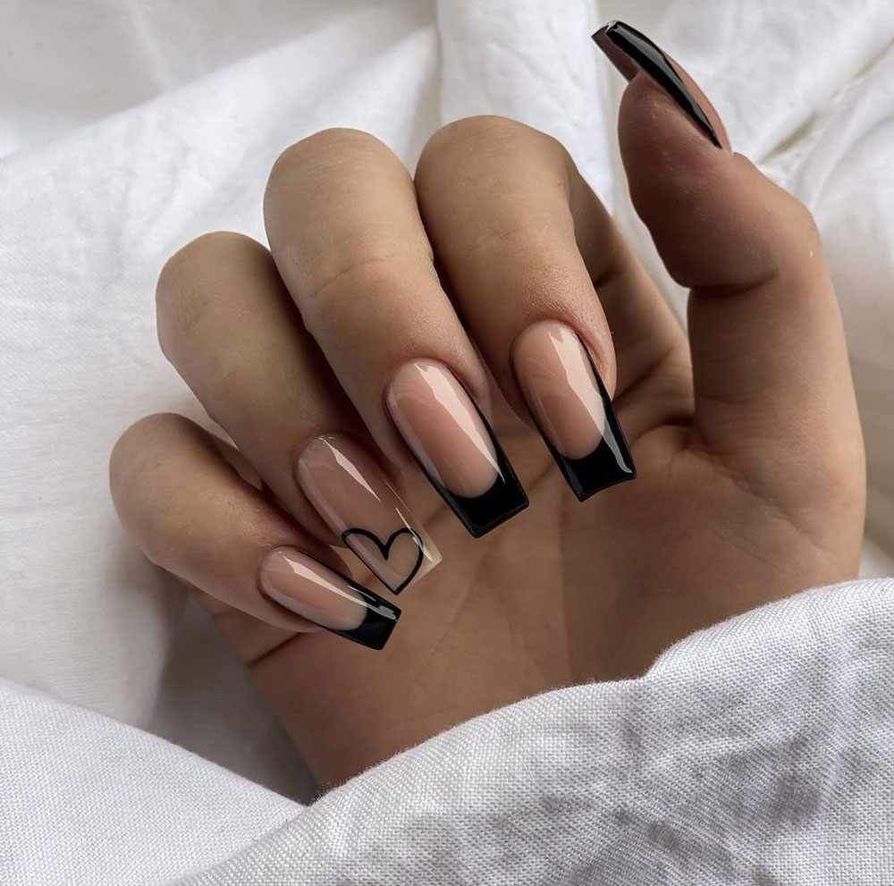 idei unghii french negre
