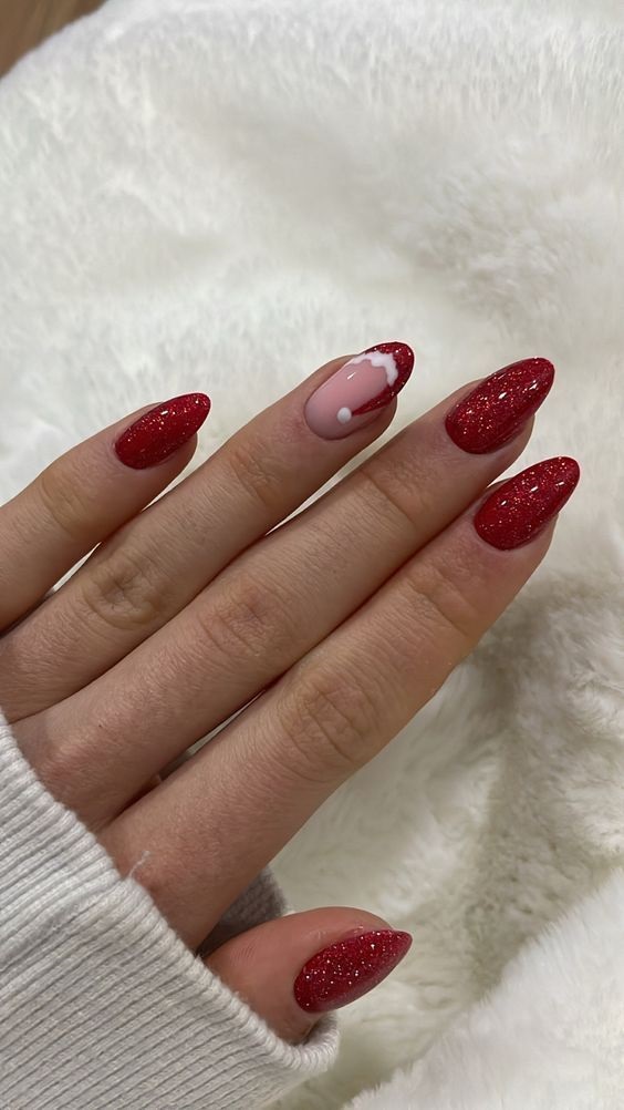 unghii cu gel de craciun model french