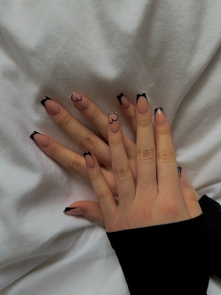 poze unghii french negre