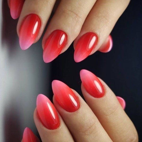 modele unghii ombre rosii