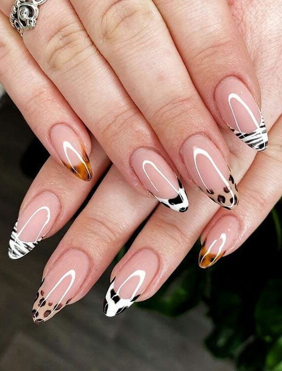 idei unghii animal print french