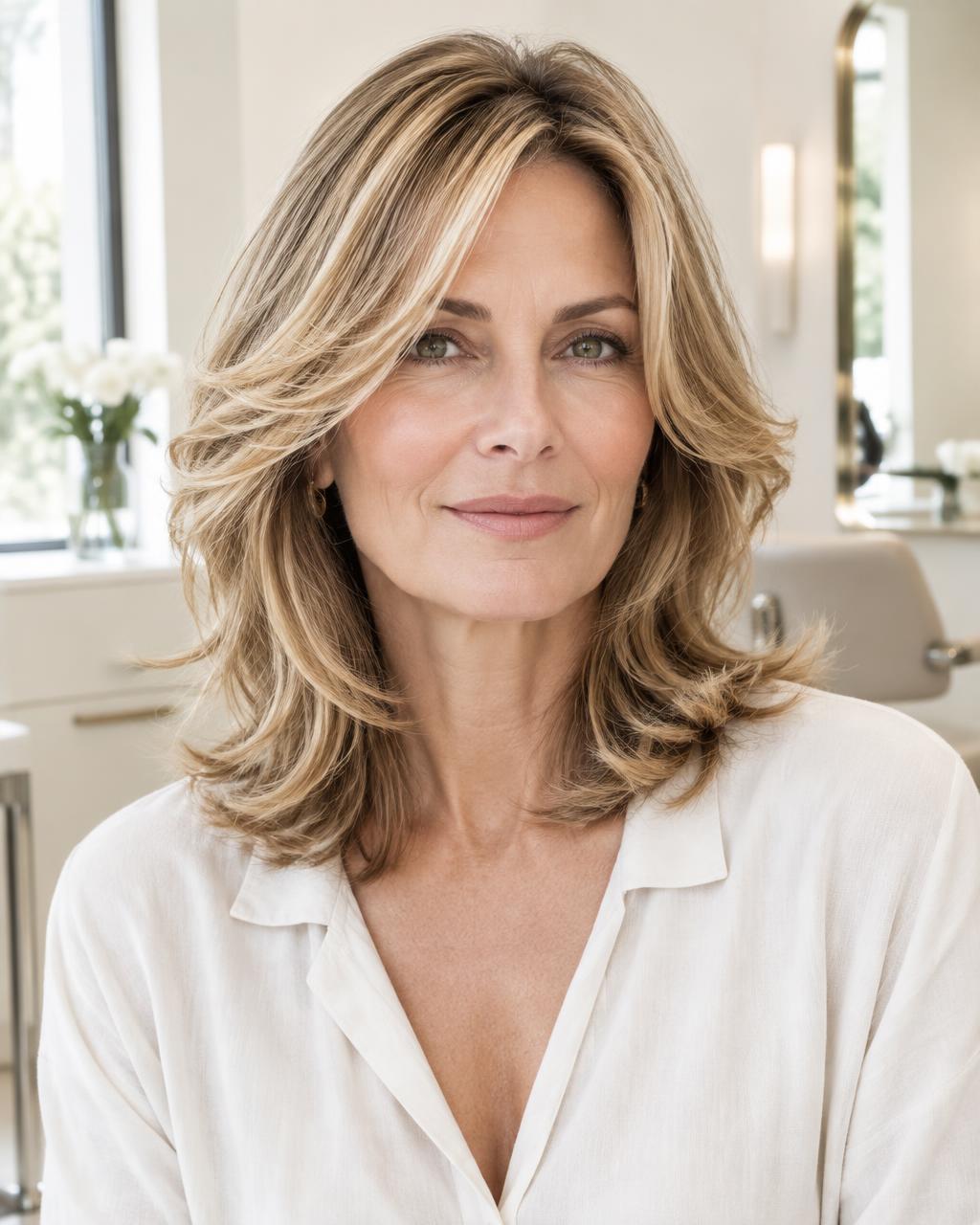 tunsoare medie blond miere cu straturi aerate