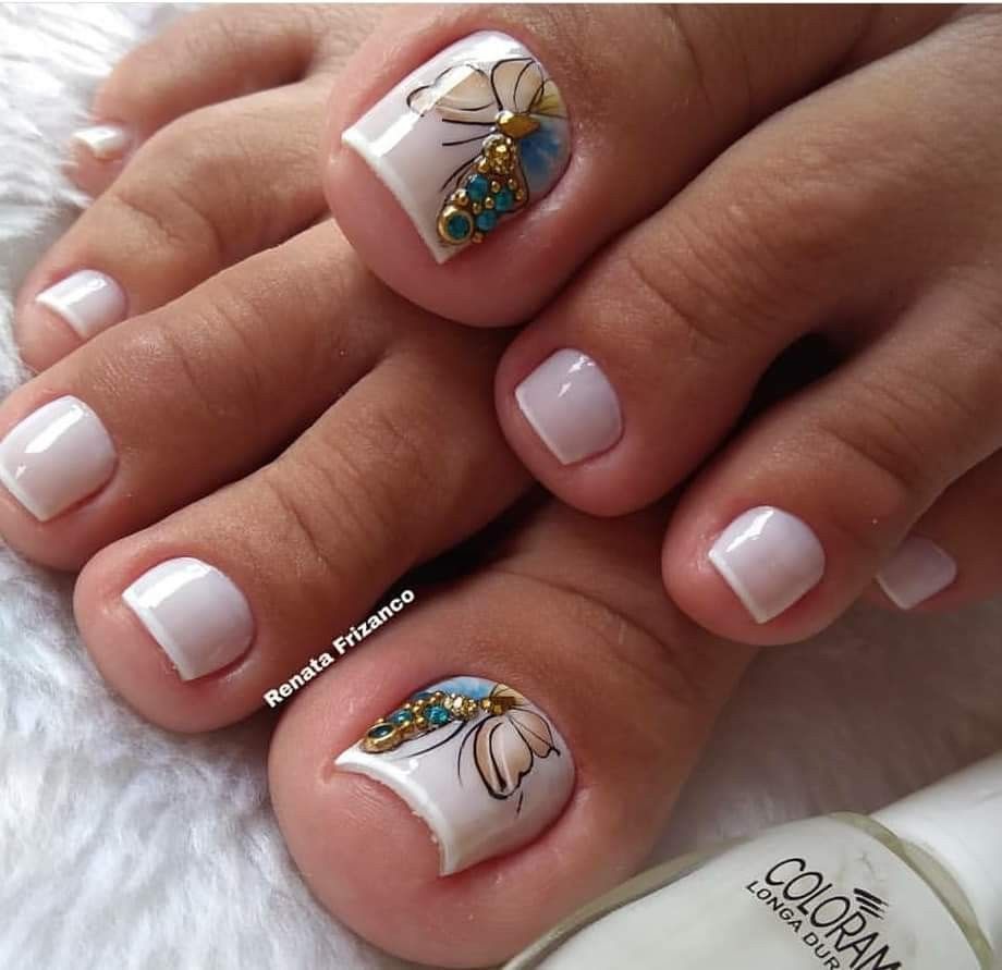 modele pedichiură french cu model