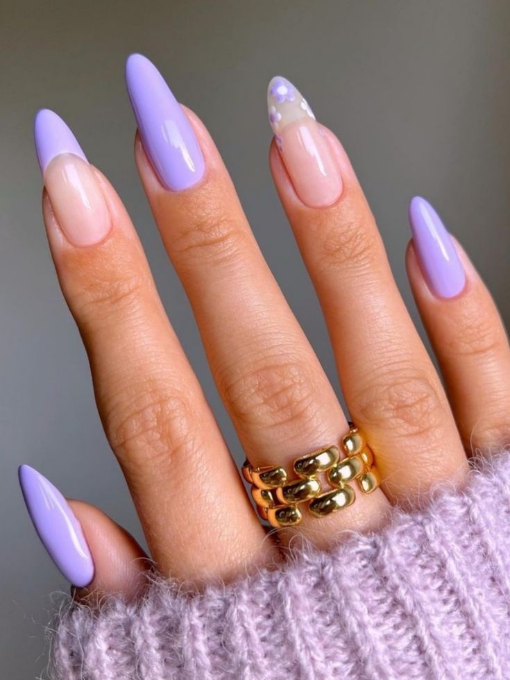 unghii mov pastelate
