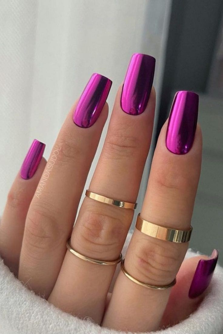 modele unghii oglinda mov