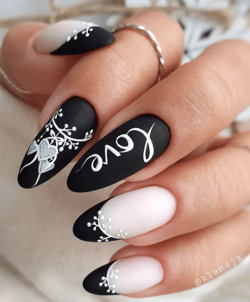 unghii cu gel negre valentines day