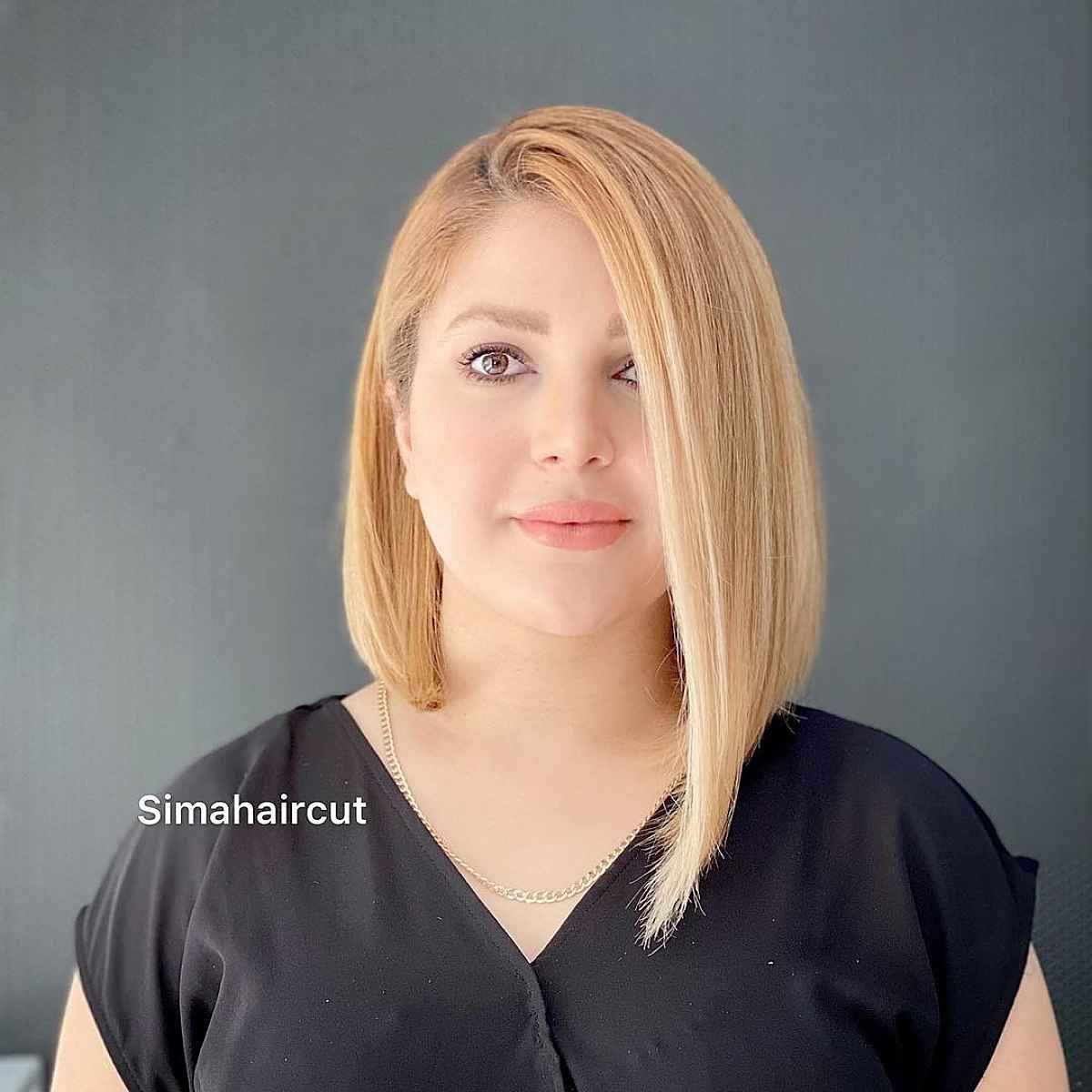 idei tunsori fața rotundă bob lung