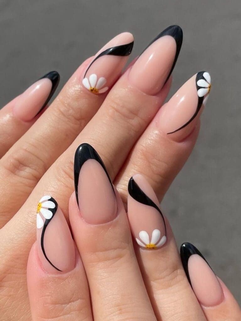 modele noi unghii french negre