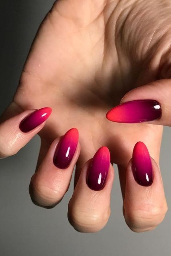 unghii cu gel ombre roz