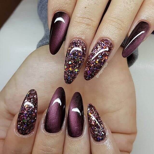 modele noi unghii visinii cu sclipici