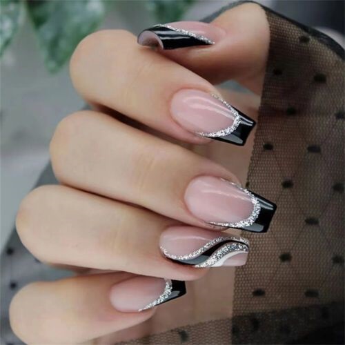 poze cu unghii french negre