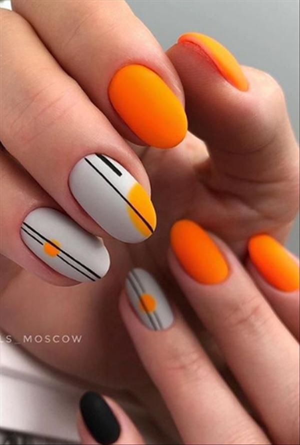 modele unghii cu gel portocalii