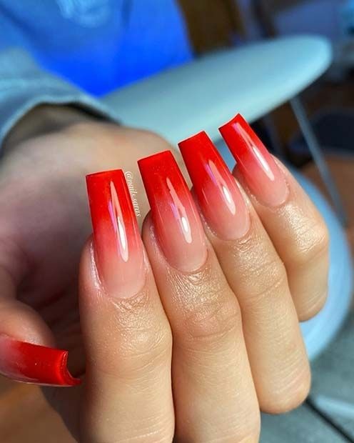 modele unghii ombre rosii