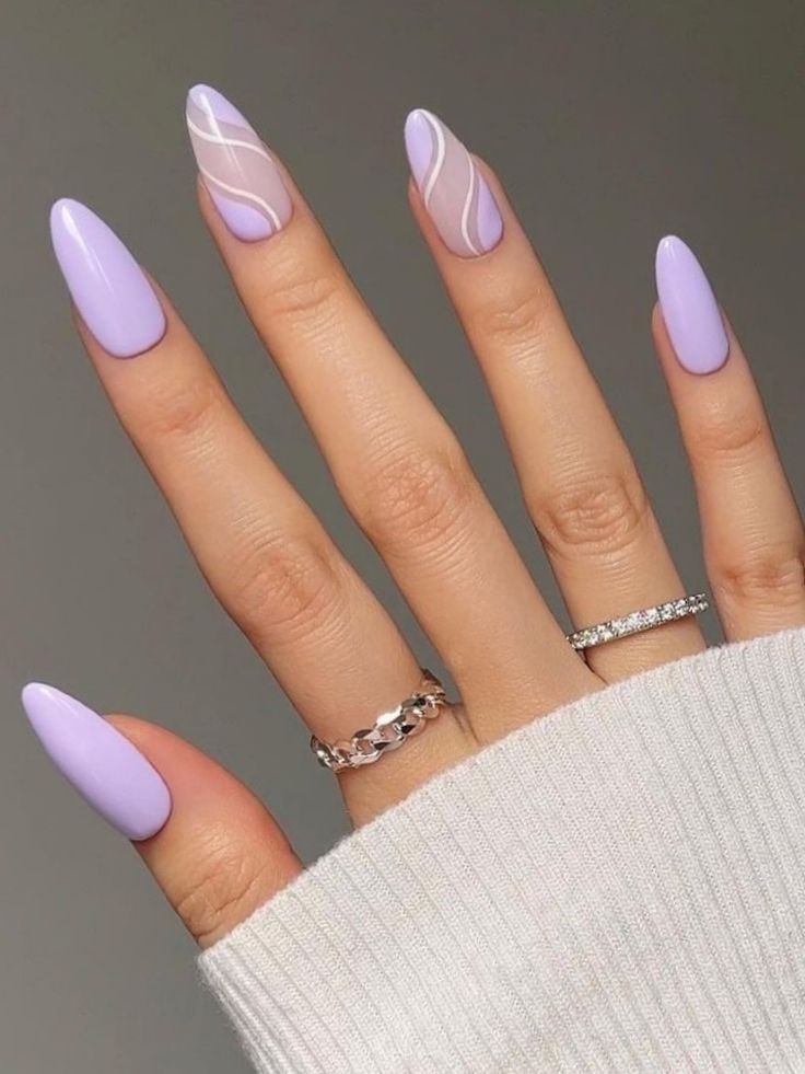 modele unghii pastel mov