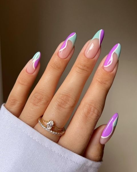 unghii cu gel rotunde modele colorate