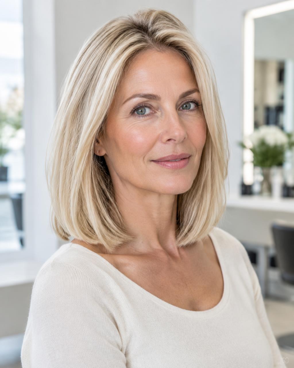 tunsoare lob blond cu bază plină pentru păr fin