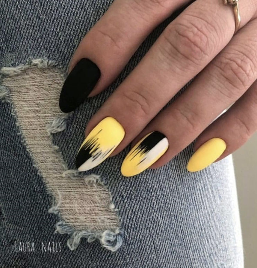 unghii cu gel negre cu galben