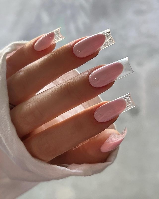 unghii french glass cu bule