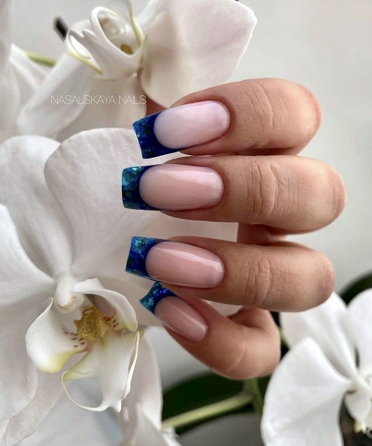 modele unghii french glass patrat