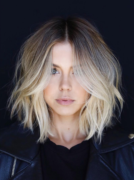 modele tunsori bob blond balayage